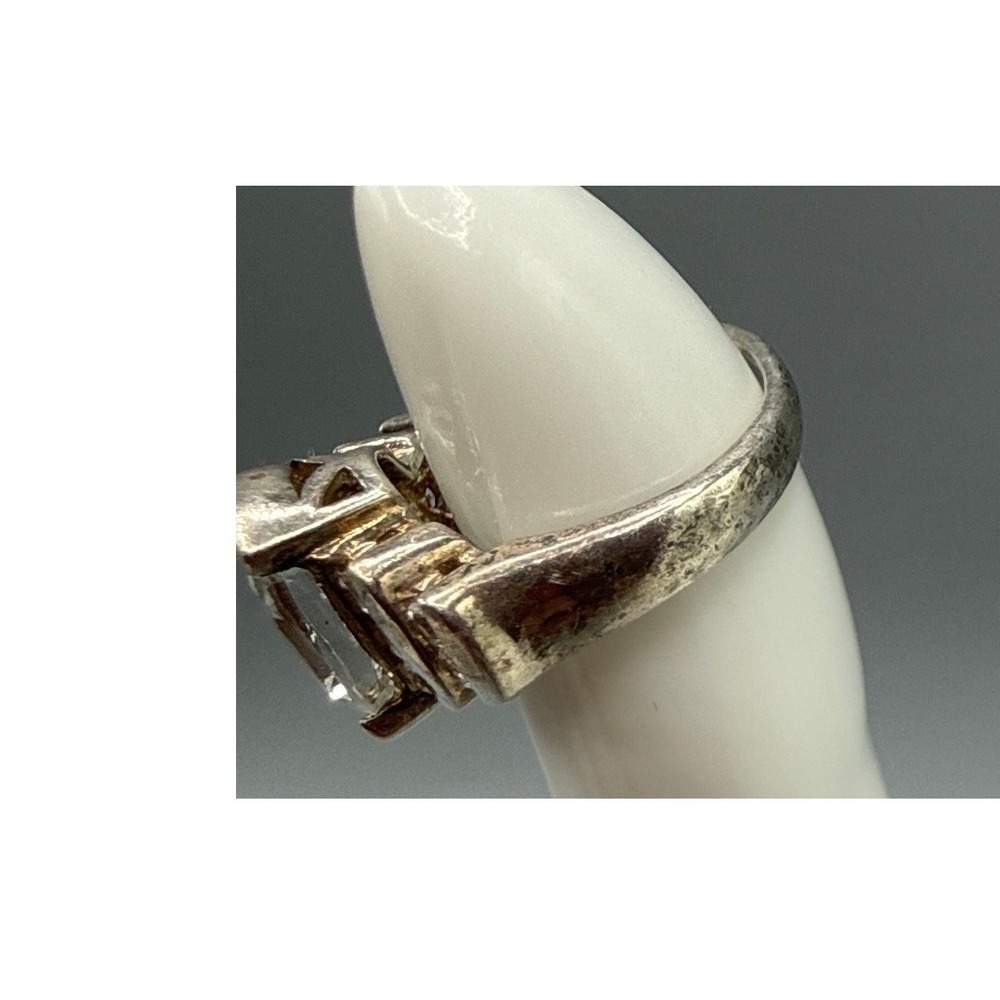 925 Sterling Silver Oval Clear Gemstone Statement Ring Size 4.5 4.19g - Picture 7 of 13
